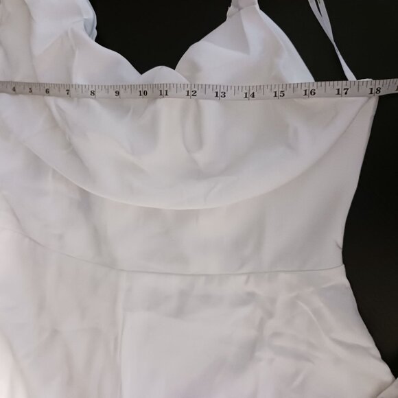 NEW‎ Lulus Likely Lover Ivory Satin Asymmetrical Cowl Neck Romper 2" Inseam XL - Picture 14 of 16